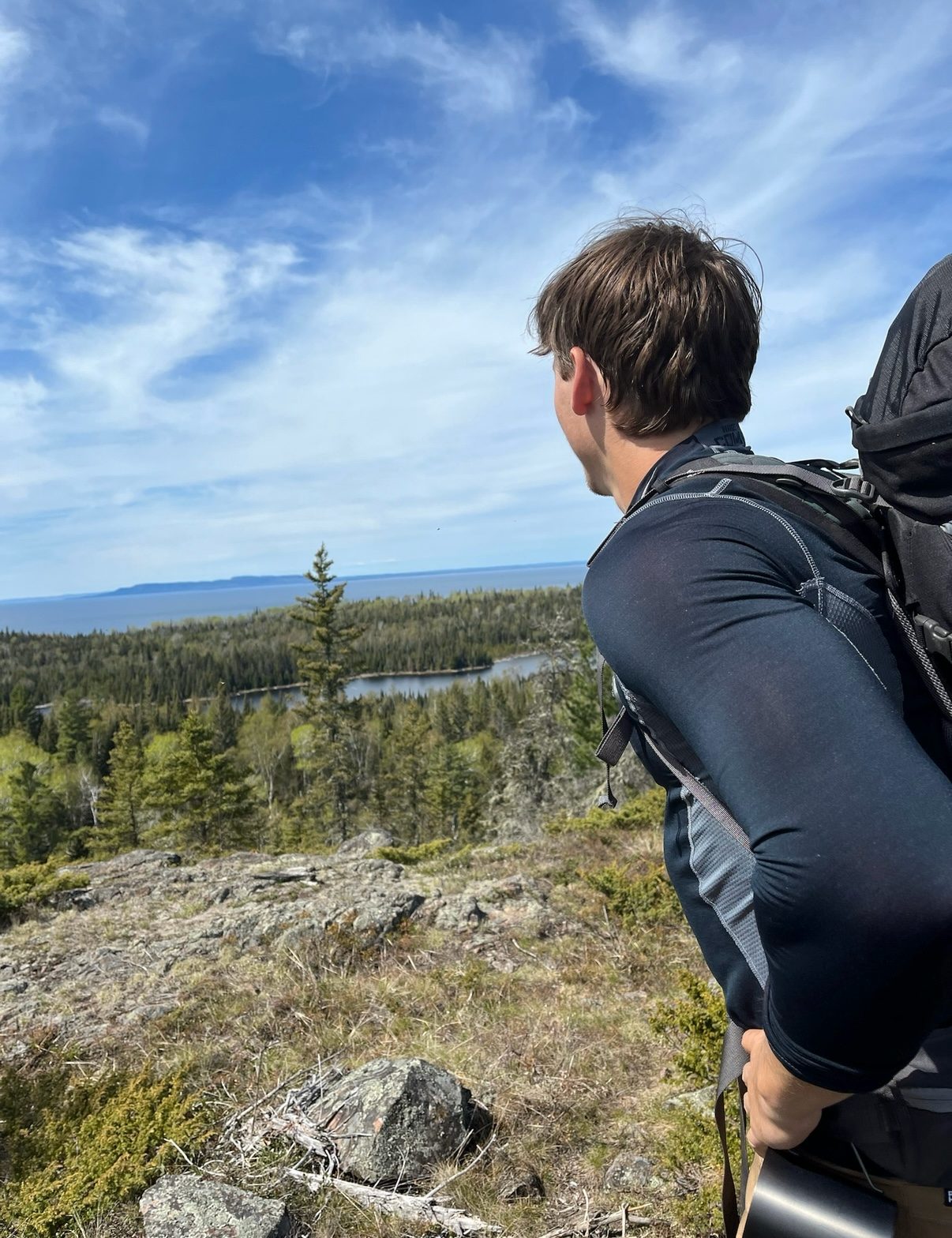 Ethan looking out over Isle Royale and Lake Superior