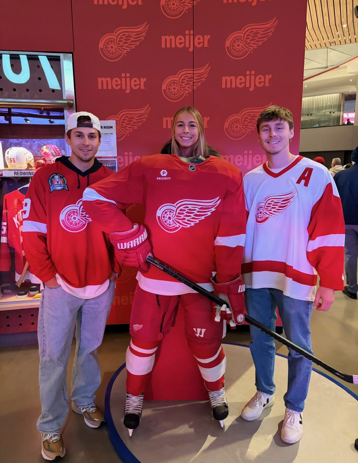 Ethan and friends at a Detroit Red Wings game